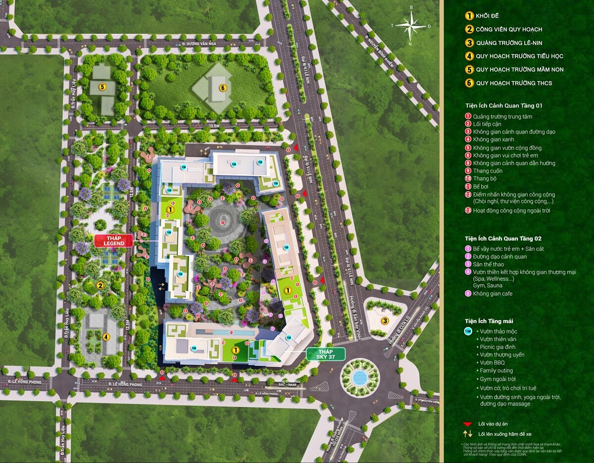 Tổng mặt bằng tiện ích của dự án Sun Glory Residence